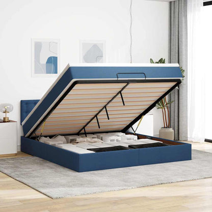 vidaXL Ottoman-Bett mit Matratze Blau 160x200 cm Stoff