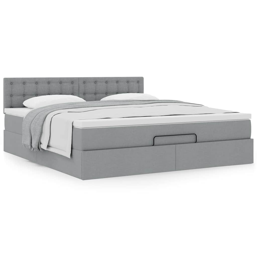 vidaXL Lit ottoman avec matelas Gris clair 180x200 cm Tissu