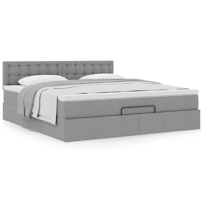vidaXL Lit ottoman avec matelas Gris clair 180x200 cm Tissu