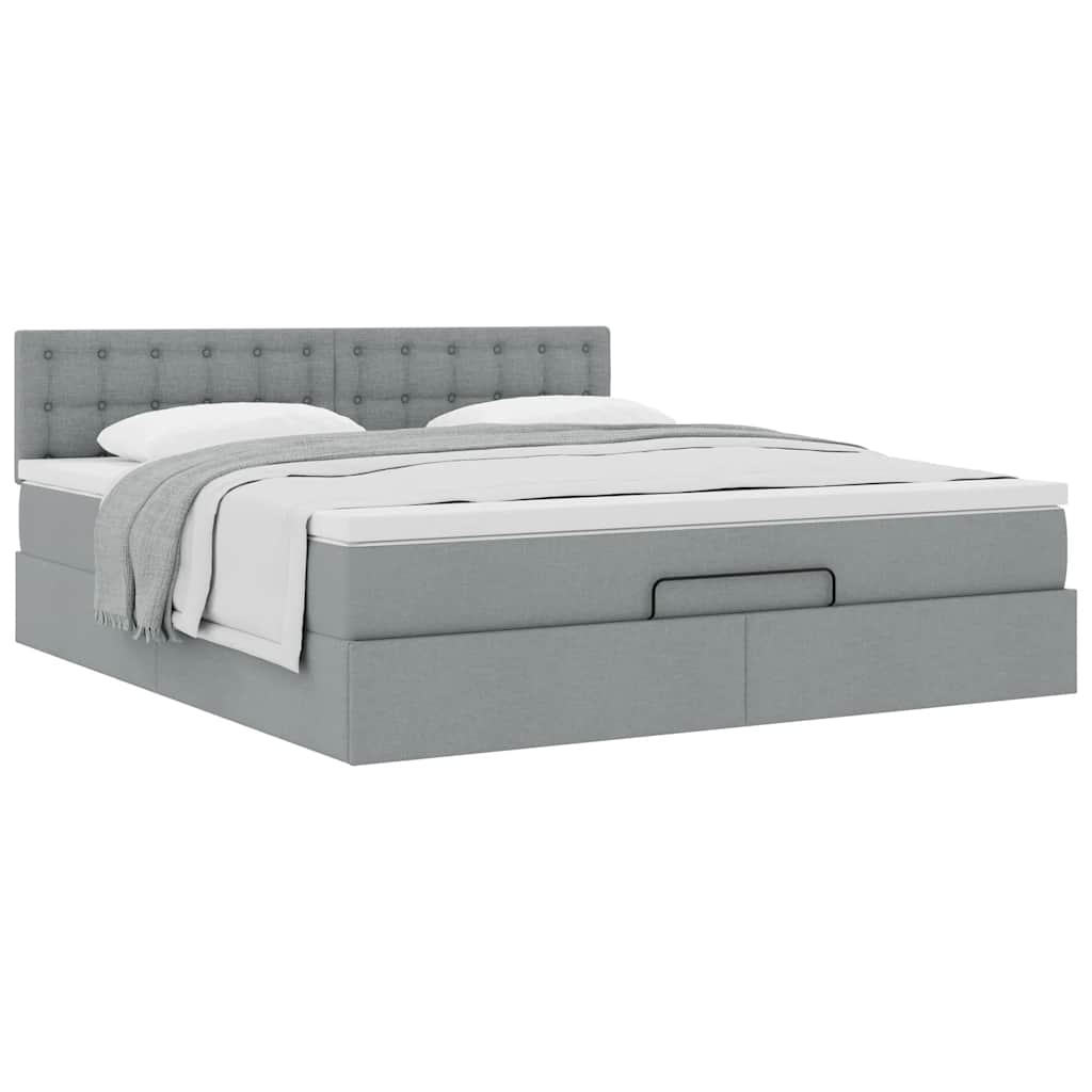 vidaXL Lit ottoman avec matelas Gris clair 180x200 cm Tissu