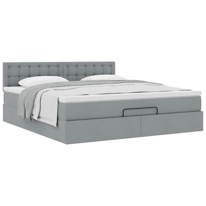 vidaXL Lit ottoman avec matelas Gris clair 180x200 cm Tissu
