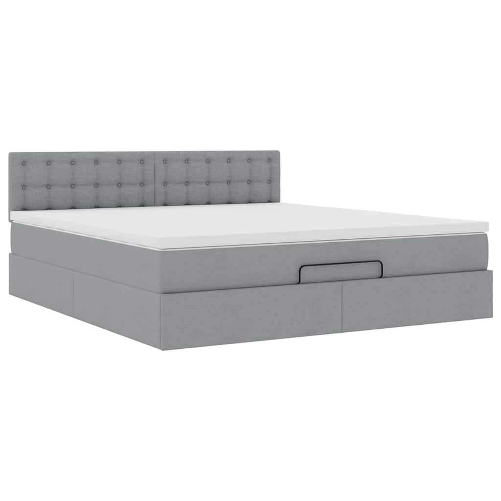 vidaXL Lit ottoman avec matelas Gris clair 180x200 cm Tissu