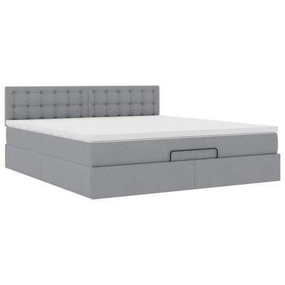 vidaXL Lit ottoman avec matelas Gris clair 180x200 cm Tissu