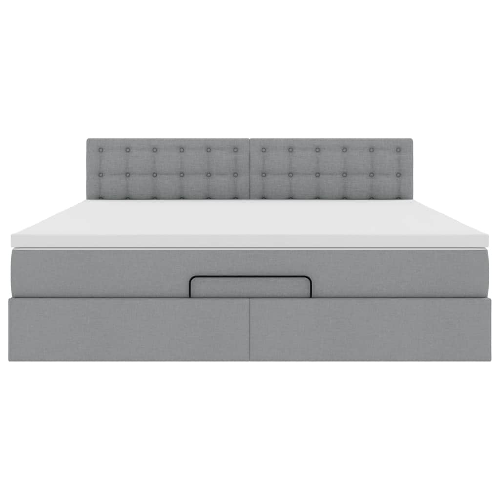 vidaXL Lit ottoman avec matelas Gris clair 180x200 cm Tissu
