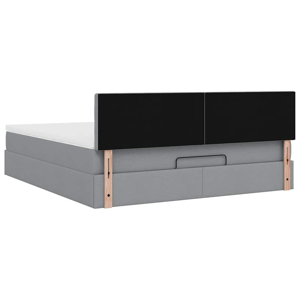 vidaXL Lit ottoman avec matelas Gris clair 180x200 cm Tissu