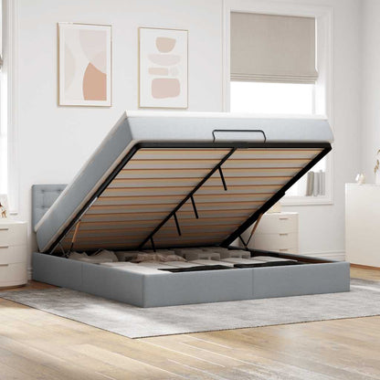 vidaXL Lit ottoman avec matelas Gris clair 180x200 cm Tissu