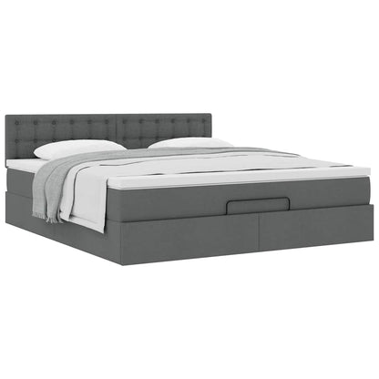 vidaXL Ottoman-Bett mit Matratze Dunkelgrau 180x200 cm Stoff