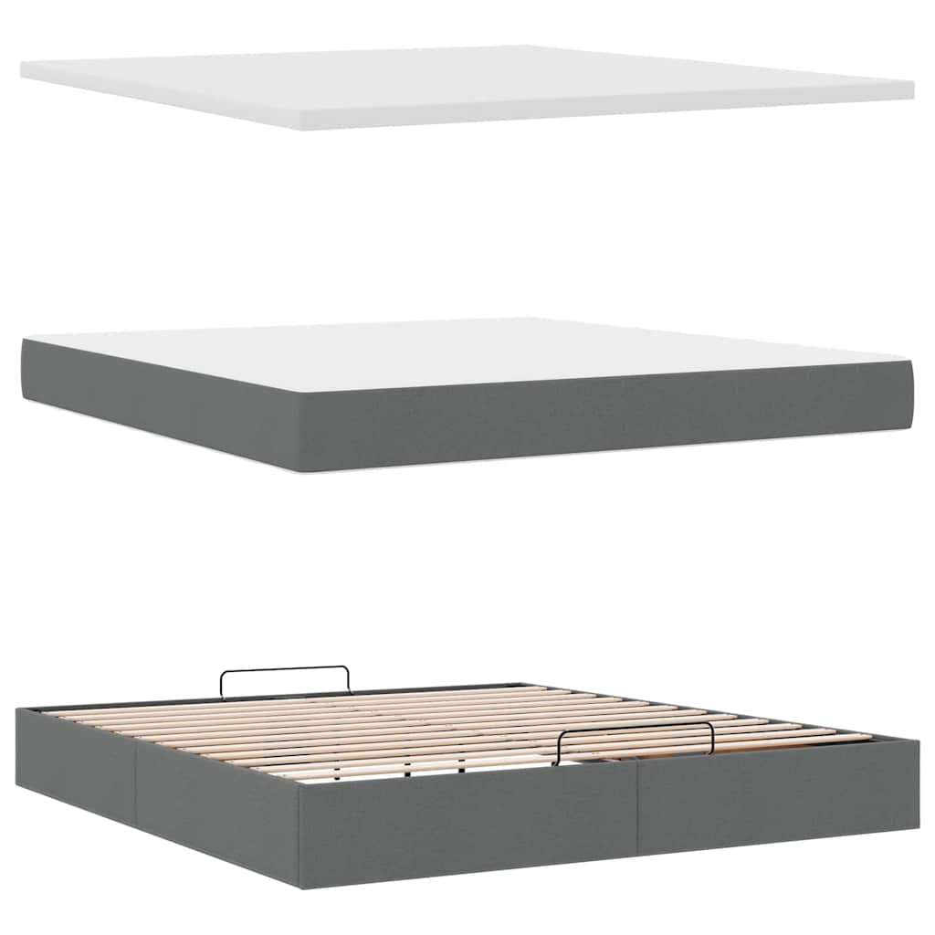 vidaXL Ottoman-Bett mit Matratze Dunkelgrau 180x200 cm Stoff