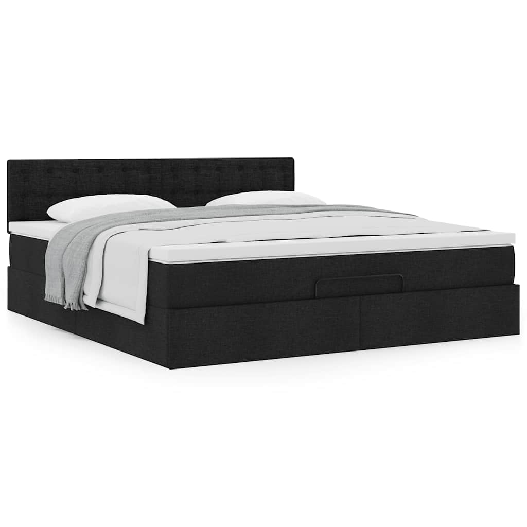 vidaXL Ottoman-Bett mit Matratze Schwarz 180x200 cm Stoff