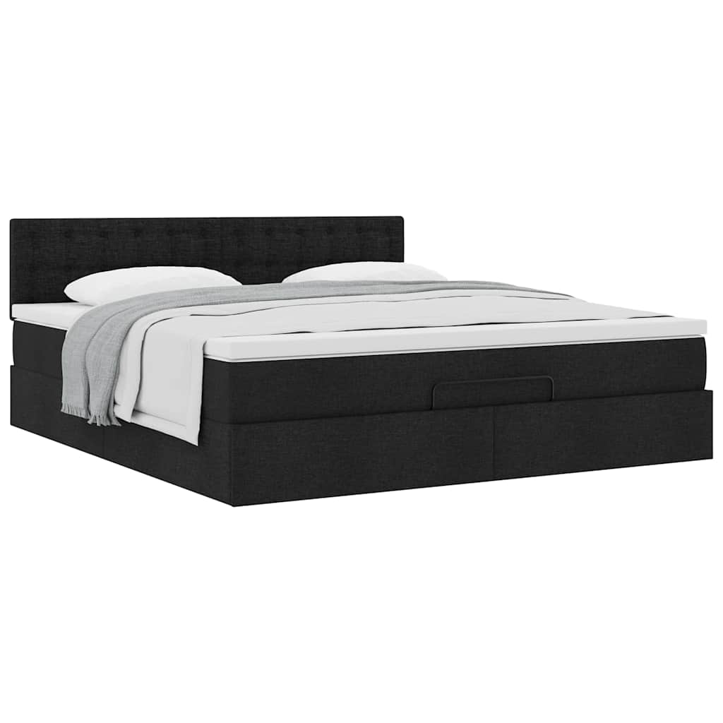 vidaXL Ottoman-Bett mit Matratze Schwarz 180x200 cm Stoff