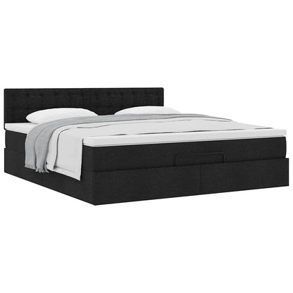 vidaXL Ottoman-Bett mit Matratze Schwarz 180x200 cm Stoff