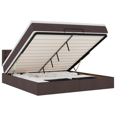 vidaXL Lit ottoman avec matelas Marron foncé 180x200 cm Tissu