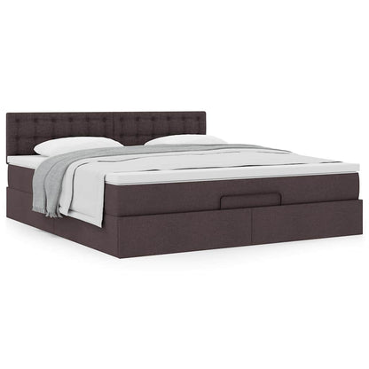 vidaXL Ottoman-Bett mit Matratze Dunkelbraun 180x200 cm Stoff