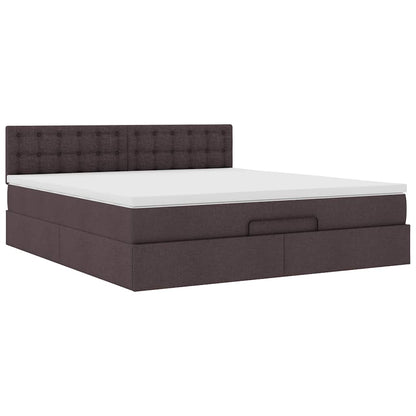 vidaXL Ottoman-Bett mit Matratze Dunkelbraun 180x200 cm Stoff