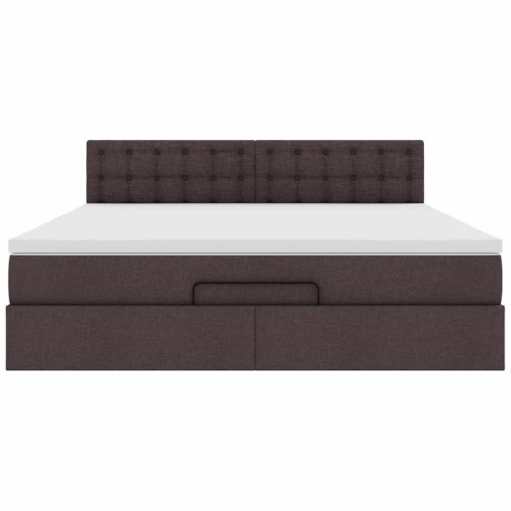 vidaXL Ottoman-Bett mit Matratze Dunkelbraun 180x200 cm Stoff