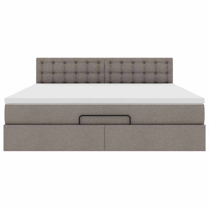 vidaXL Ottoman-Bett mit Matratze Taupe 180x200 cm Stoff