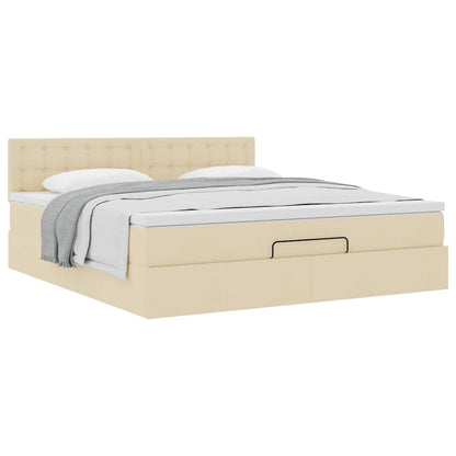 vidaXL Lit ottoman avec matelas crème 180x200 cm Tissu