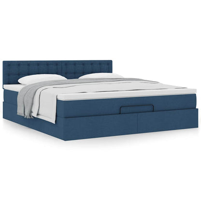 vidaXL Ottoman-Bett mit Matratze Blau 180x200 cm Stoff