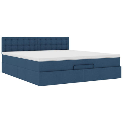 vidaXL Ottoman-Bett mit Matratze Blau 180x200 cm Stoff