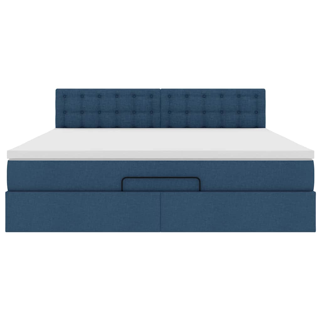vidaXL Ottoman-Bett mit Matratze Blau 180x200 cm Stoff