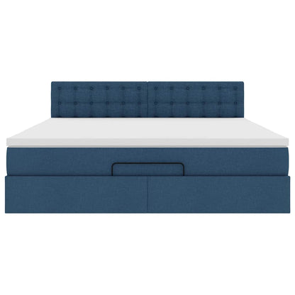 vidaXL Ottoman-Bett mit Matratze Blau 180x200 cm Stoff