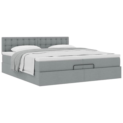 vidaXL Lit-coffre avec matelas gris clair 200x200 cm Tissu