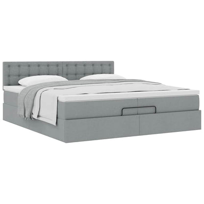vidaXL Lit-coffre avec matelas gris clair 200x200 cm Tissu
