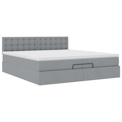 vidaXL Lit-coffre avec matelas gris clair 200x200 cm Tissu