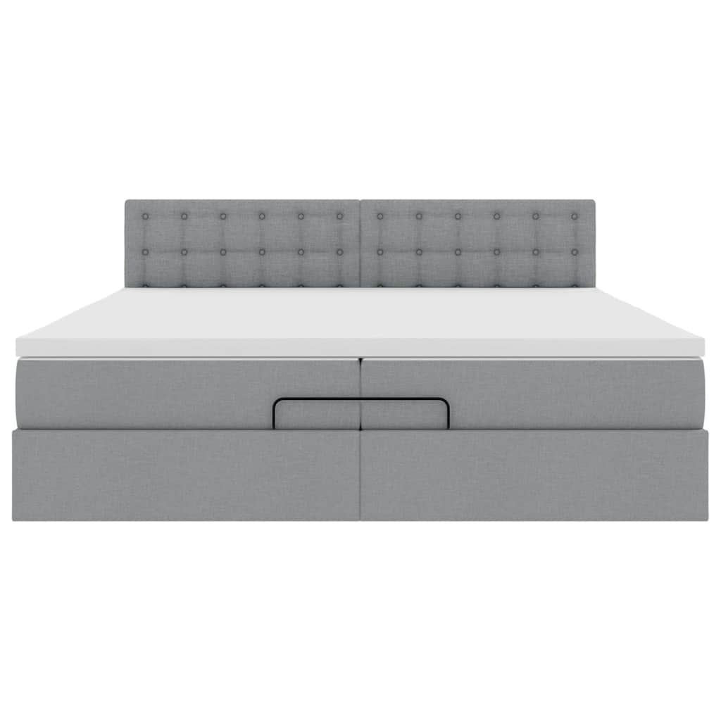 vidaXL Lit-coffre avec matelas gris clair 200x200 cm Tissu