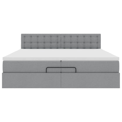 vidaXL Lit-coffre avec matelas gris clair 200x200 cm Tissu
