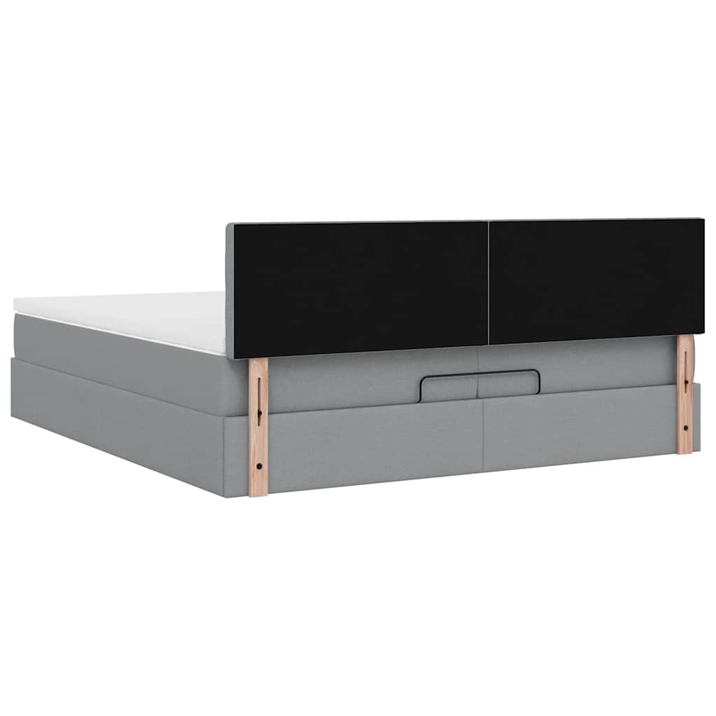vidaXL Lit-coffre avec matelas gris clair 200x200 cm Tissu