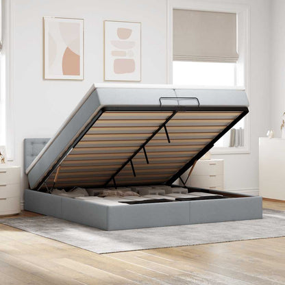 vidaXL Lit-coffre avec matelas gris clair 200x200 cm Tissu