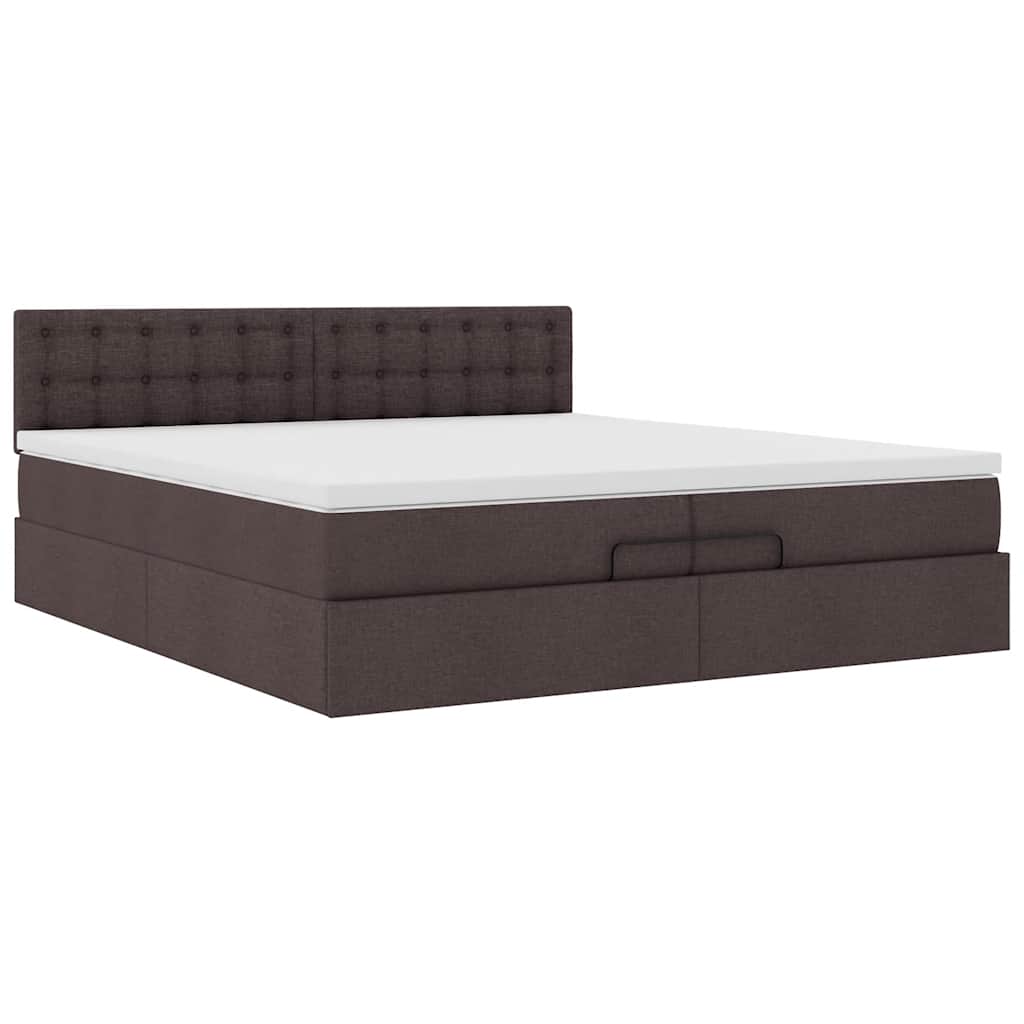 vidaXL Ottoman-Bett mit Matratze Dunkelbraun 200x200 cm Stoff
