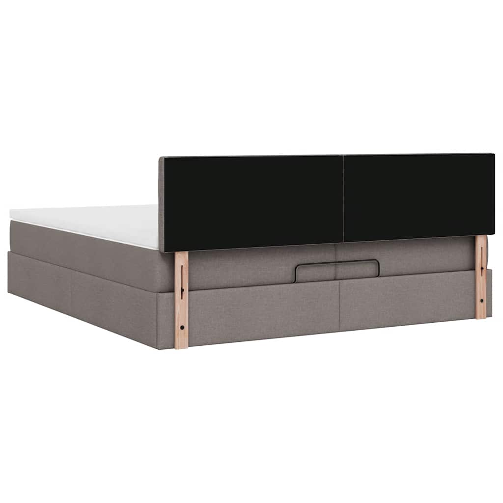vidaXL Ottoman-Bett mit Matratze Taupe 200x200 cm Stoff