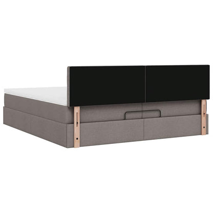 vidaXL Ottoman-Bett mit Matratze Taupe 200x200 cm Stoff