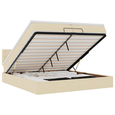 vidaXL Lit capitonné avec matelas Crème 200x200 cm Tissu