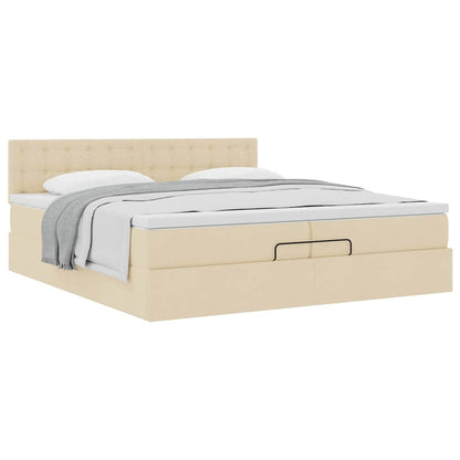 vidaXL Lit capitonné avec matelas Crème 200x200 cm Tissu