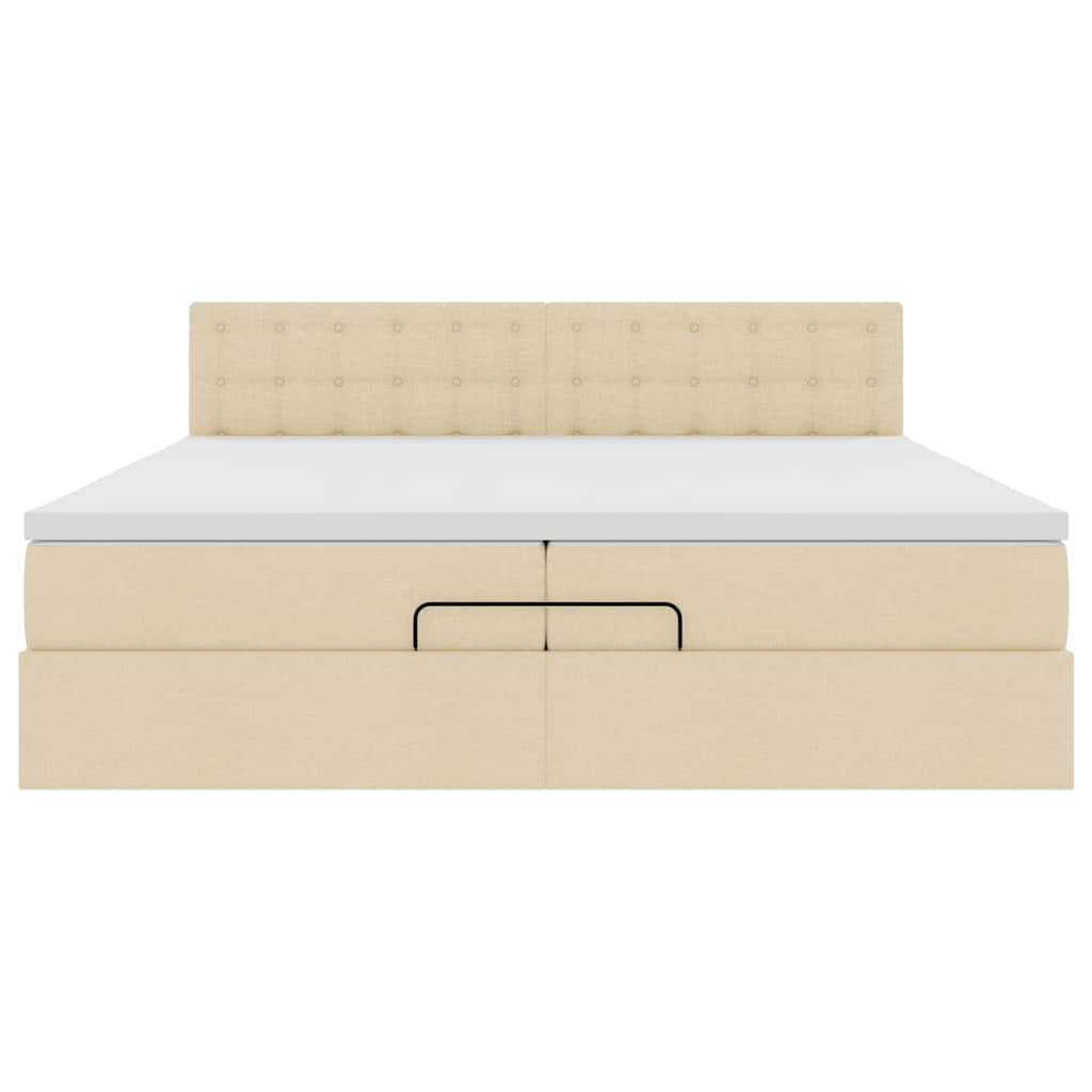 vidaXL Lit capitonné avec matelas Crème 200x200 cm Tissu
