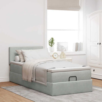 vidaXL Ottoman-Bett mit Matratze Hellgrau 80x200 cm Samt