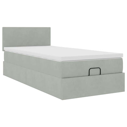 vidaXL Ottoman-Bett mit Matratze Hellgrau 80x200 cm Samt