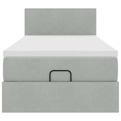 vidaXL Ottoman-Bett mit Matratze Hellgrau 80x200 cm Samt