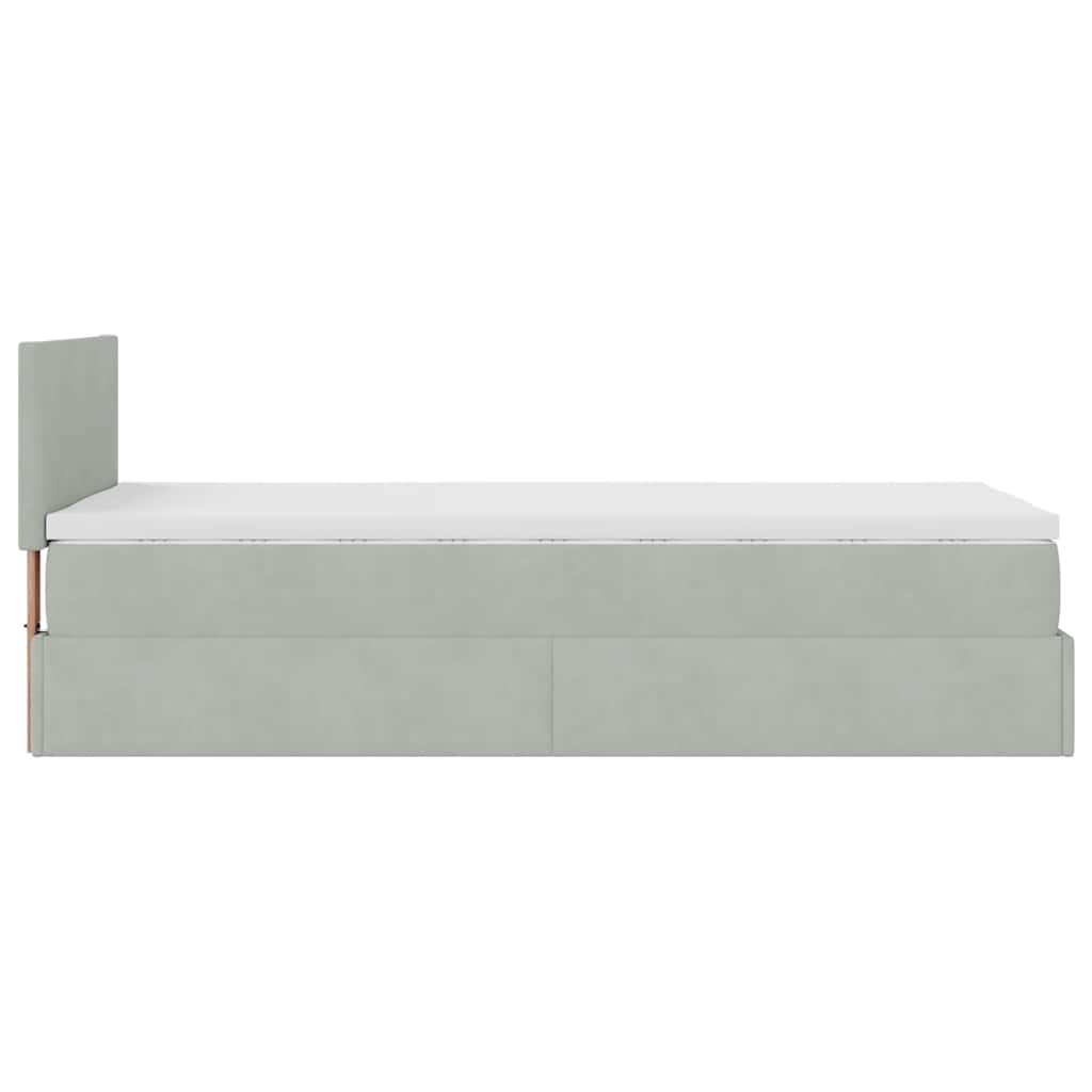 vidaXL Ottoman-Bett mit Matratze Hellgrau 80x200 cm Samt