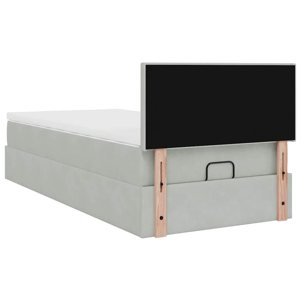 vidaXL Ottoman-Bett mit Matratze Hellgrau 80x200 cm Samt