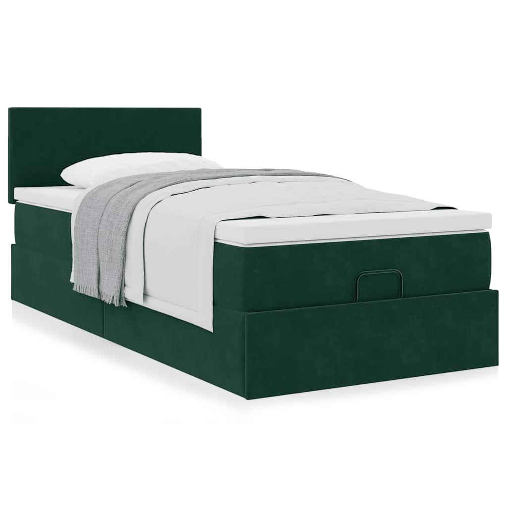 vidaXL Ottoman-Bett mit Matratze Dunkelgrün 80x200 cm Samt