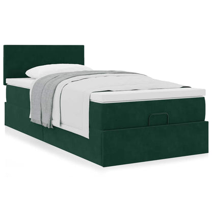 vidaXL Ottoman-Bett mit Matratze Dunkelgrün 80x200 cm Samt