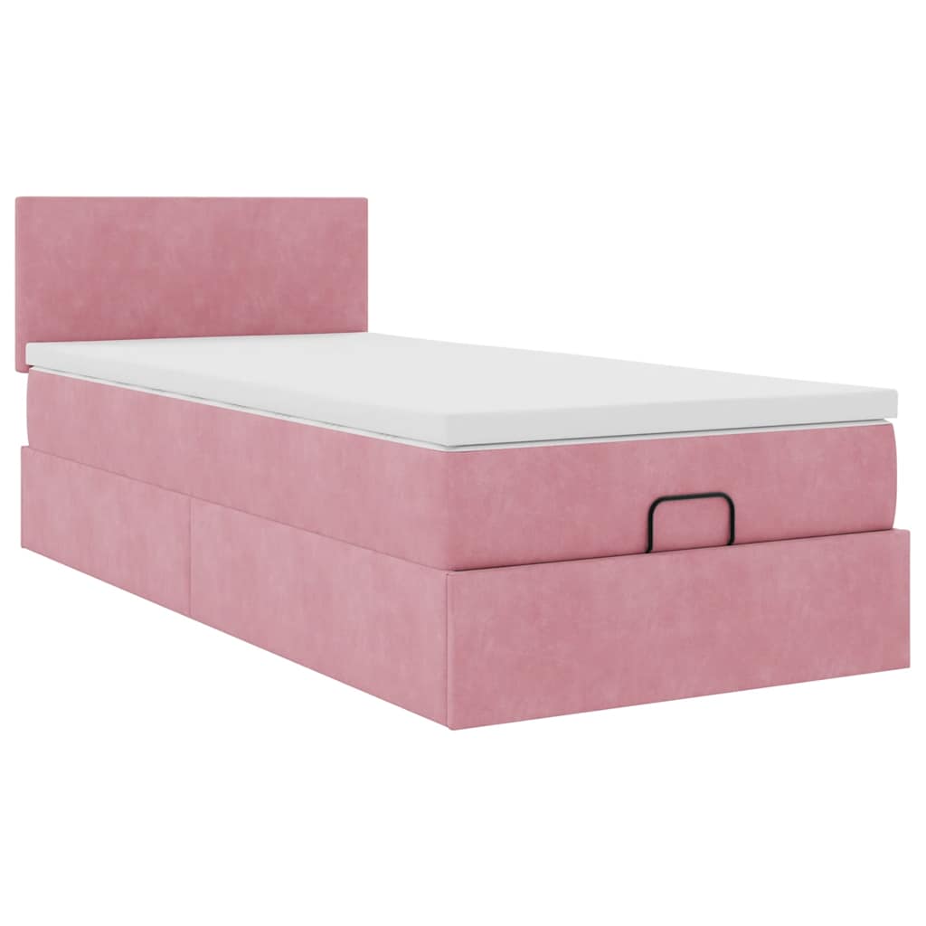 vidaXL Ottoman-Bett mit Matratze Rosa 80x200 cm Samt