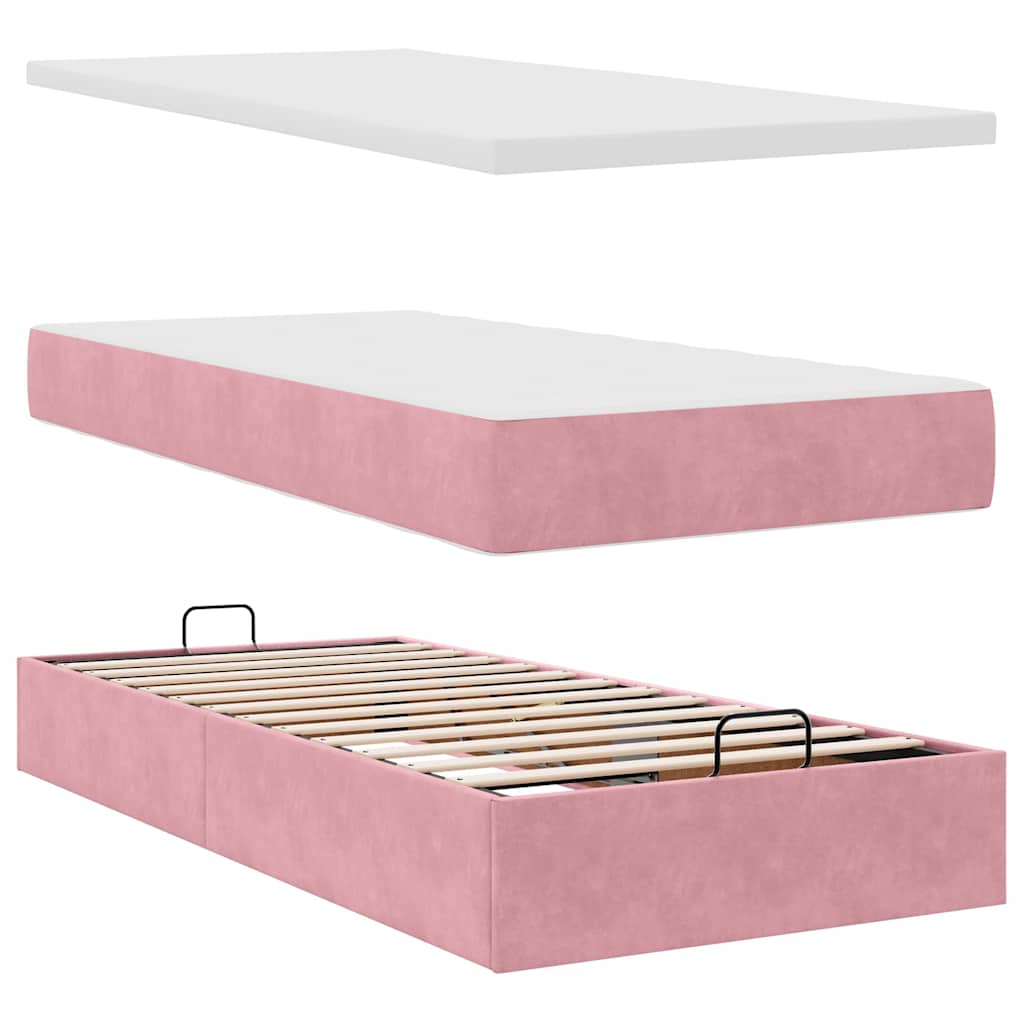 vidaXL Ottoman-Bett mit Matratze Rosa 80x200 cm Samt