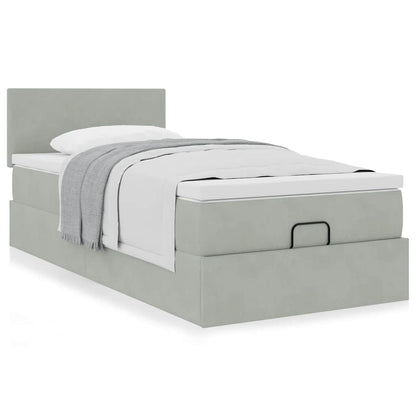 vidaXL Lit ottoman avec matelas Gris clair 90x190 cm Velours