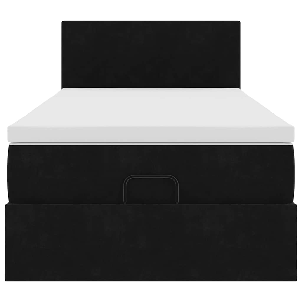 vidaXL Ottoman-Bett mit Matratze Schwarz 90x190 cm Samt