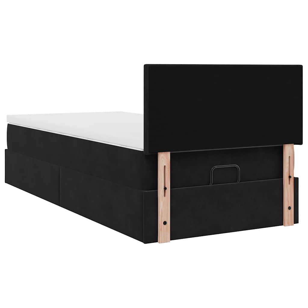 vidaXL Ottoman-Bett mit Matratze Schwarz 90x190 cm Samt